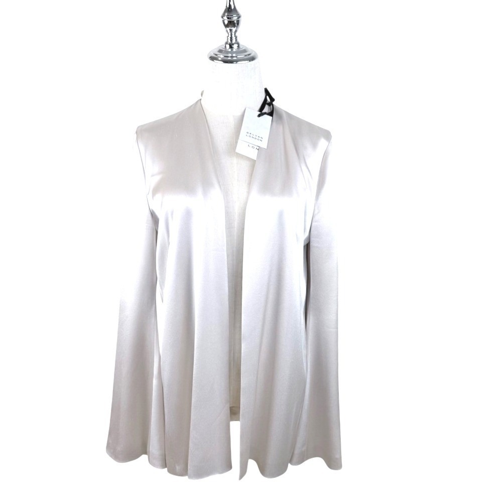 NWT Galvan London Platinum Silk Bell Sleeve Jacket Bridal Quiet Luxury Luxe 8